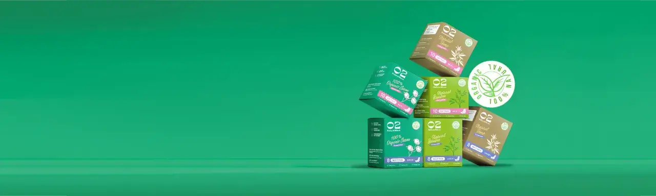 O2 organic cotton, bamboo and natural hemp natural-topsheet sanitary pad range