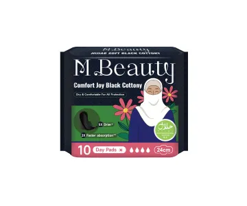 M Beauty Halal Black Cottony 240mm day pad, 10pcs