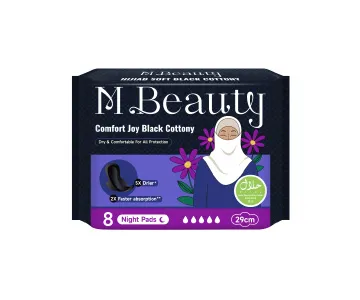 M Beauty Halal Black Cottony 290mm night pad, 8pcs