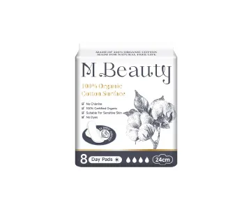 M Beauty Organic Cotton 240mm day pad, 8pcs