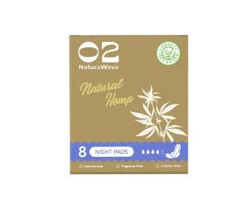 O2 Natural Hemp 290mm night pad, 8pcs