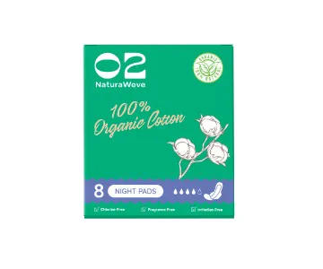 O2 Organic Cotton 290mm night pad, 8pcs