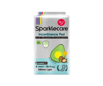 Sparklecare Incontinence Pad 240mm Light, 15+1pcs