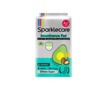 Sparklecare Incontinence Pad 370mm Super, 15+1pcs