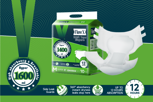 FlowX adult tape diaper M size pack