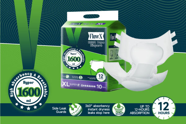 FlowX adult tape diaper XL size pack