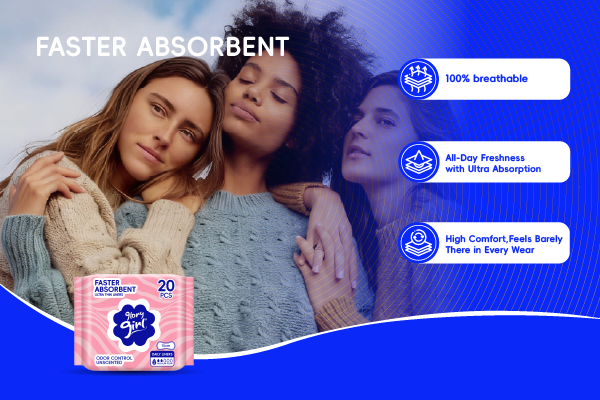 Glory Girl Faster Absorbent quick-dry 150mm panty liner