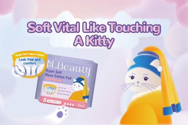 M Beauty Hyper Soft Meow Cotton 150mm daily liner, 20pcs