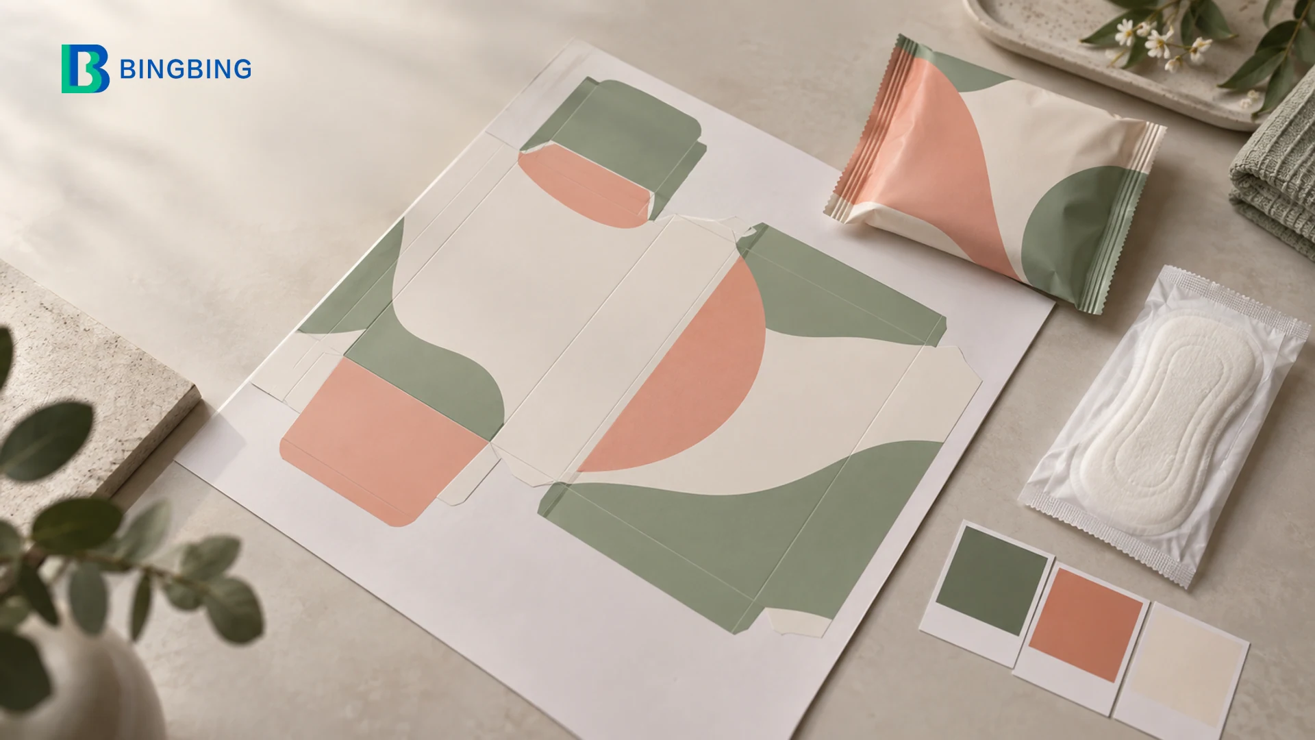 Blank packaging layout and sample pouch