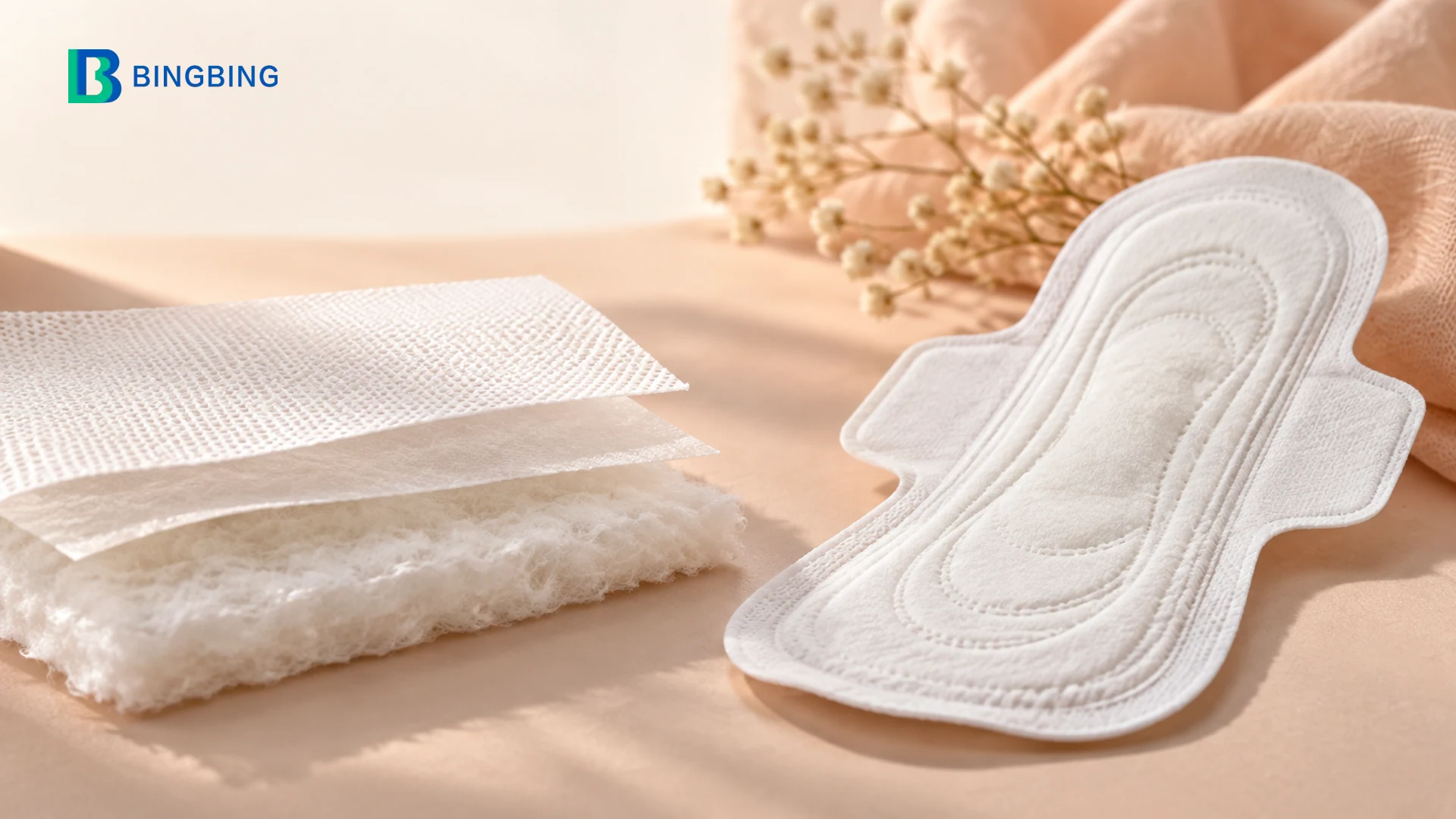 Nonwoven layers and a finished sanitary pad